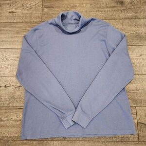 LL Bean Womens Pullover Shirt Long Sleeve Turtleneck Size Large Light Blue